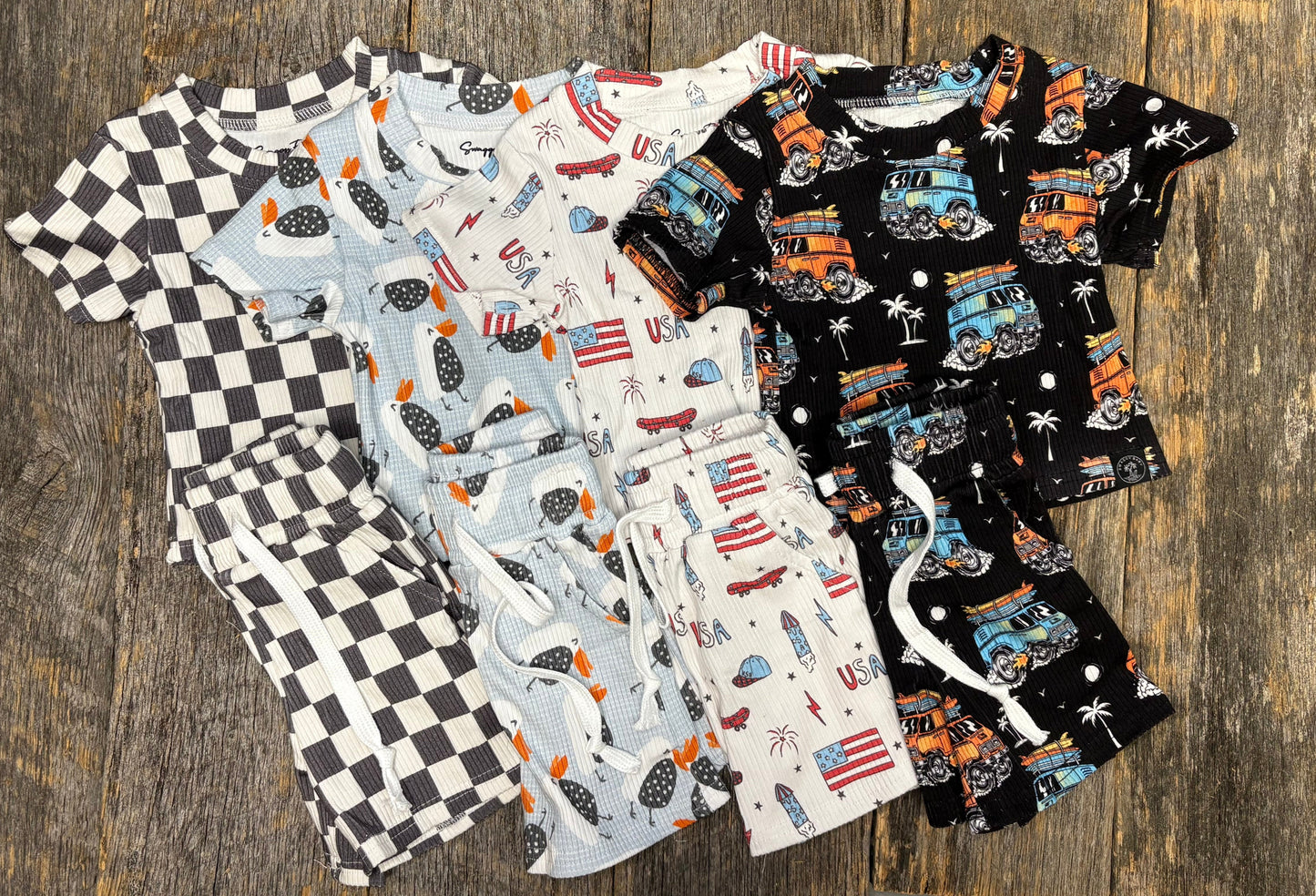 Boys ribbed bamboo set - surfer vans