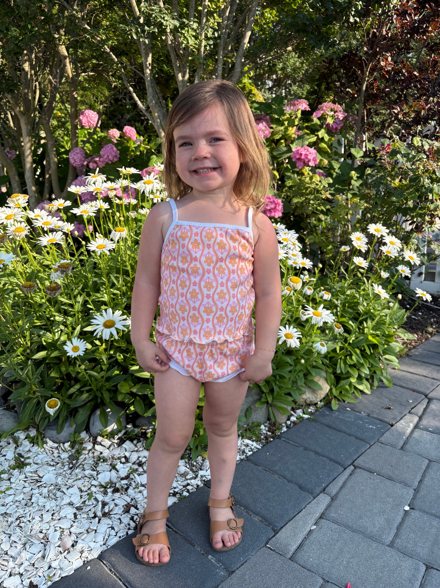 Girls ribbed bamboo 2 piece set - ice cream