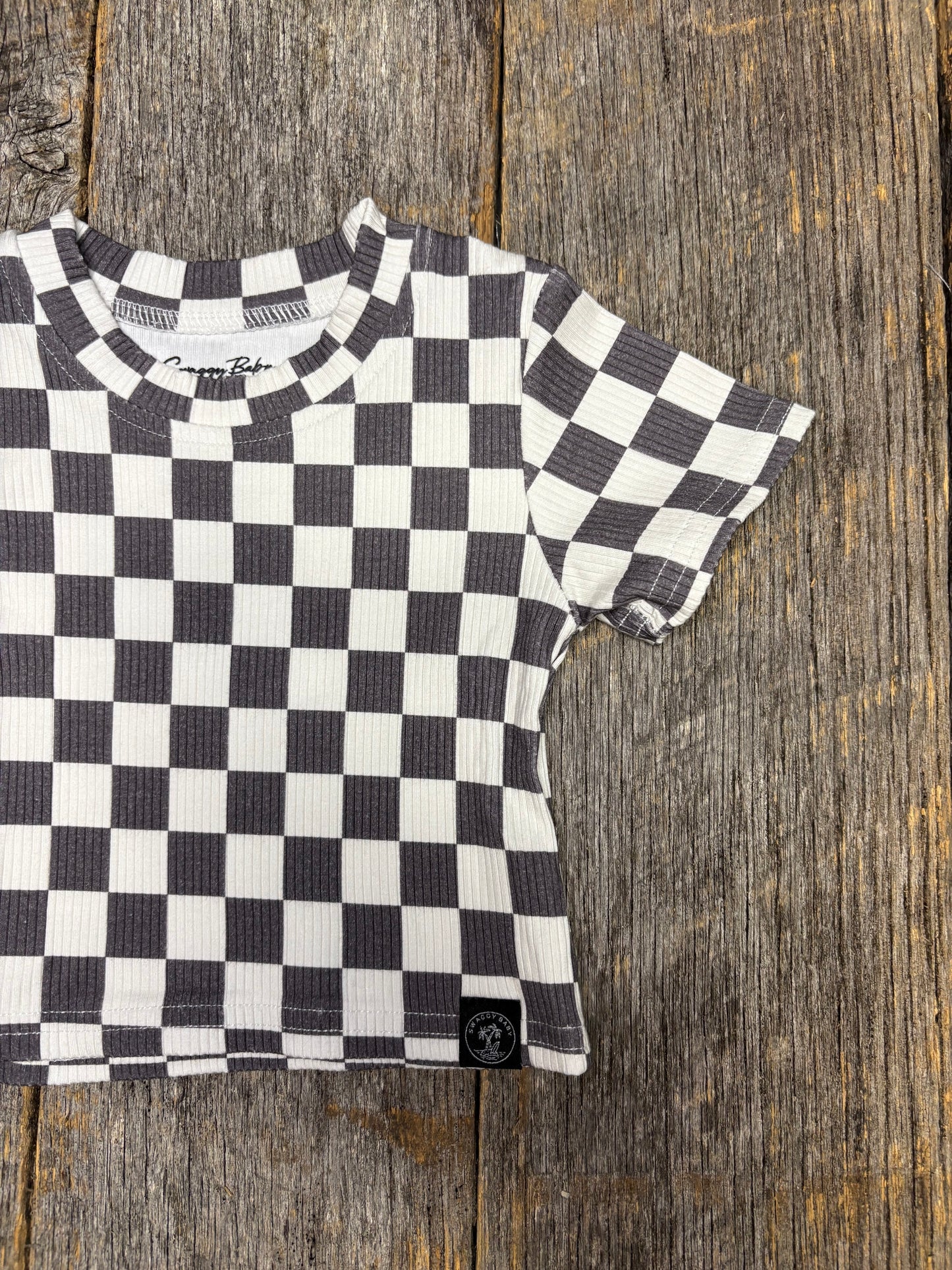 Boys ribbed bamboo set - checks